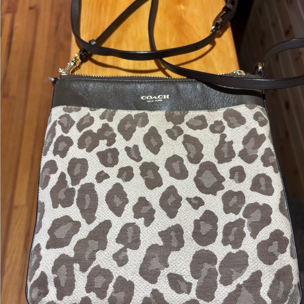 Coach Black and Brown Crossbody Bag with Structured Design